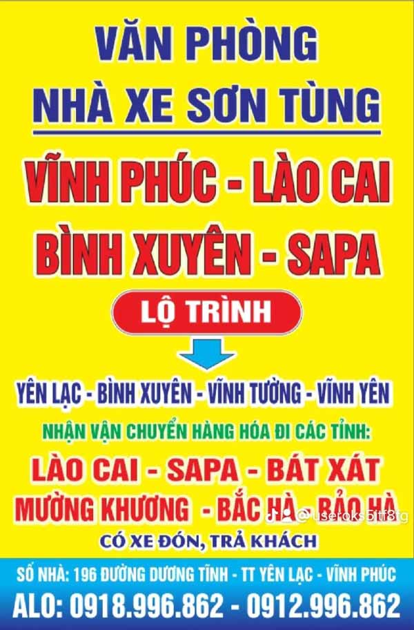 Nhà Xe Sơn Tùng: Vĩnh Phúc - Lào Cai - SaPa